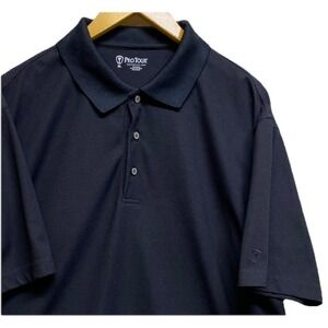 Pro Tour Mens XL Black Short Sleeve Golf Shirt Polo Preformance Golf